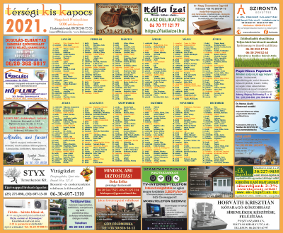 Naptármelléklet 2021. Naptármelléklet 2021.